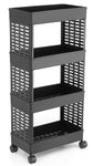 GISELE Plastic Multipurpose 4-Tier Kitchen Organizer Rack/Storage Shelf/Dish Rack/Storage Rack for Kitchen (4XL, Black)