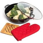 Moss & Stone 11 Inch Aluminum Pan Non-Stick Cookware Set, Saute Pan, Casserole Stockpot with Lid, Oven Safe Pan, Non Stick Skillet Pan with Non Toxic Stone Coating, Everyday Pan