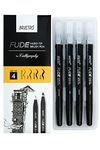 Brustro Fude Hard-tip Black Ink Calligraphy Brush Pen Set of 4. (Extra-fine/Fine/Medium/Bold)