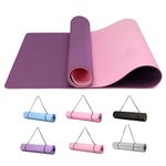 Good Nite Yoga Mat Exercise Fitness 6mm Mat Extra Thick Non-Slip Training Mats for Sports Pilates Gym Mats Floor Gym Resistance Mat with Carrying Strap 183 x 61 x 0.6 cm(Purple/Pink)