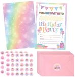 30 Pack Birthday Party Invitations for Girls with Envelopes and Sticker, Cute Birthday Party Invitations Cards for Kids, Party Decorations Supplies for Baby Shower Birthday Party