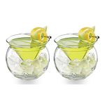 BELUAPI 2PCS Stemless Martini Glasses with Chiller,Martini Glass Universal Martini, Wine,Liquor Cocktail Chiller,Glass Caviar Chiller Server,Crystal Clear Cocktail Glassware for Bar Party Wedding