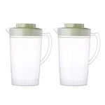 Operitacx Water 2Pcs 0.67 Gallon/ 2 Litre Pitcher with Lid Jug Kettle for Hot/Cold Lemonade Beverage Jar Ice Tea Kettle Green Camping Kettle