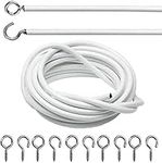 DIVCHI White Window Net Curtain Wire Cord Cable With 8 Hooks & 8 Eyes (4 Meter Net Curtain Wire+8 Hooks+8 Eyes)