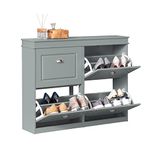 SoBuy FSR79-HG,4 Drawers Shoe Cabinet Shoe Rack Shoe Storage Cupboard Organizer Unit,Grey