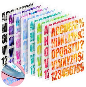 DoreenBow 8 Sheets 2 Inch Iron on Letters and Numbers for Clothing T Shirts Fabric Tie Dye Heat Transfer Letters Number Stickers for DIY Craft