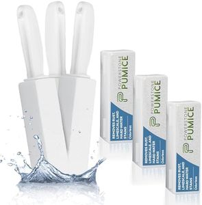 Powerstone Pumice Stone Toilet Bowl Cleaner with Handle (3-pack) - A Reliable and Harmless Solution for Cleaning Limescale Deposits & Hard Water Stains on Toilets, Grills, Tiles, Grout & Pools