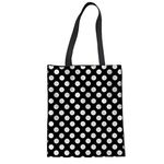 Polka Dot Canvas Tote Bag Shoulder Shopping Casual Bag Travel Bag Library Book Bag for School