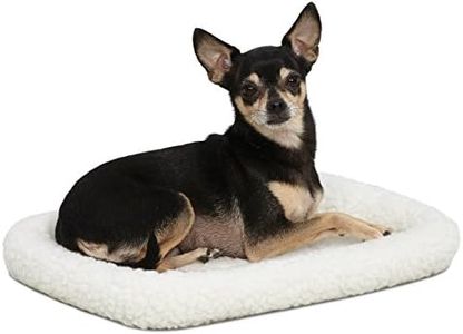 18L-Inch White Fleece Dog or Cat Bed with Comfortable Bolster, Ideal for Toy Dog Breeds & Fits an 18-Inch Crate, Easy Maintenance Machine Wash & Dry