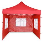 Invezo Gazebo Outdoor Tent 10x10 feet (24 kgs with 3 European Side Covers/Red) Waterproof, Foldable Canopy/Portable Tent - 2 Mints Installation