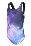 Moon Tree Girls One Piece Swimsuits Summer Swimwear Halter Bathing Suits Navy Nebula 5T