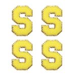 sourcing map 4Pcs Chenille Letter Patches Iron on Letter Patches Yellow S Alphabet Decorative Repair Embroidered Patches for Clothing, Shoes, Hats, Backpacks