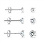 3 Pairs 925 Sterling Silver Earrings for Women, Hypoallergenic Cubic Zirconia Stud Earring Set, Comfortable Cartilage Sleeper Earrings Gift for Women