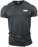 GYMTIER Plain Badge Gym T-Shirt - Bodybuilding Workout Training Top, Grey, M