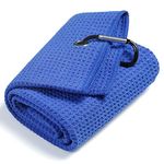 ELKPACE Golf Towel, Microfiber Golf Towels with Waffle Pattern Tri-fold Golf Accessories for Men | Golf Brush Tool kit | Golf Towels with Clip |Blue Golf Towel | Perfect Golf Gifts for Golf Lovers