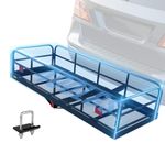 VEVOR Hitch Cargo Carrier, 60" x 24" x 14" Folding Trailer Hitch Mounted Steel Cargo Basket, 400lbs Loading Capacity Luggage Carrier Rack with Stabilizer, Fits 2" Hitch Receiver for SUV Truck Pickup