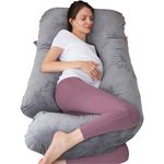 TaiBest U Shaped Full Body Pregnancy Pillow with Removable Cover for Maternity Women,Pregnancy Pillows for Sleeping,Support for Back, Legs, Belly,55 Inch Pregnancy Pillow for Women (Cotton, Grey)