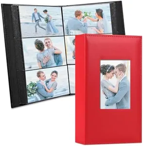 Vienrose Photo Album 4x6 300 Photos Leather Cover Picture Book with 300 Horizontal Pockets, Slip-in Picture Albums for Wedding Baby Vacation, Red