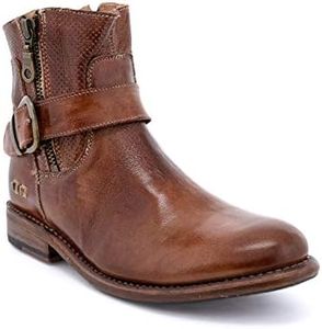 Bed|Stu Becca Women’s Distressed Leather Boot - Short Combat Ankle Bootie - Tan Rustic