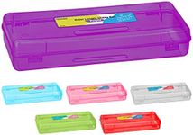 Enday Pencil Box Purple, Storage Organizer Utility Box, Multipurpose Long Ruler Length School Office Supplies Plastic Pencil Case for Kids & Adults Available in Red, Pink, Grey, Green, Blue, 1PK