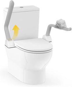 Dyna-Living Toilet Safety Rails 480lbs Load-Bearing Aluminum Alloy Handrail with Flip Up Non-Slip TPE Soft Rubber Armrest for Seniors, Elderly, Disabled & Convalescents - White
