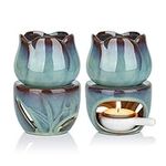 ComSaf Wax Melt Burners Essential Oil Burner Set of 2, Aromatherapy Aroma Burner Ceramic Oil Candle Diffuser Tealight Tart Wax Burner Home Bedroom Decor Christmas Housewarming Gift