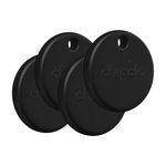 Chipolo POP Tracker Tag - Colorful, Compatible, Loud Bluetooth Tracker with Call Your Phone & Out of Range Alert, Works with Find Hub on Android or Apple Find My (4 Pack (Black))