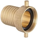 Dixon FBB200 Brass Hose Fitting, King Short Shank Suction Coupling with Brass Nut, 2 NPSM Female x 2 Hose ID Barbed by Dixon Valve & Coupling
