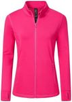 MoFiz Women's Full Zip Hiking Shirt Lightweight UPF 50+ Sun Protection Running Jacket Long Sleeve Sports Outdoor Top Pockets, 2024-rose Red-fleece, Small