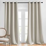 NICETOWN Bedroom Blackout Curtain & Drape 95 inch Length - Thermal Insulated Solid Grommet Sound Reducing Window Drape for Living Room/Laundry, 1 Panel, Natural, W52 x L95