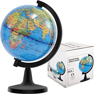 Wizdar 4'' World Globe for Kids Learning, Educational Rotating World Map Globes Mini Size Decorative Earth Children Globe for Classroom Geography Teaching, Desk & Office Decoration-4 inch