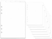 2 Set A5 Binder Dividers White Plastic Index Divider Blank Side 7 Tabs Top 5 Tabs Planner Insets 12 Sheets Refillable Page Protectors for 6 Ring Binder Notebook