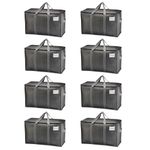 VENO 8 Pack Moving Bags, Moving Supplies, Moving Boxes, College Packing Storage Boxes with Lids Alternative, Heavy Duty Totes, Extra Large, Sturdy Handles, Zipper, for Packaging (Dark Gray, 8 Pack)