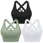 Leversic Women's Workout Bra Mid Impact Wirefree Removable Padding Sports Bra Cross Back Yoga Bra for Gym Fitness Running Jogging