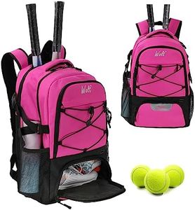 WOLT Tennis Bag - Large Tennis Racket Backpack for Men & Women - Ventilated Shoe Compartment - Holds 2 Rackets- Pink