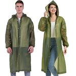 YDYJKI Rain Coats (2 Pack) -Rain Ponchos for Adults Reusable Rain Jackets Raincoats for Men Women (Army Green)