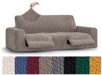 PAULATO BY GA.I.CO. Recliner Sofa Cover - Reclining Couch Slipcover - Soft Polyester Fabric Slipcover - 1-Piece Form Fit Stretch Furniture Protector - Velvet Collection - Brown (Recliner Sofa)
