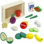 Kidzlane Wooden Vegan Toys with Wooden Crate | 20 Piece Wood Play Food Set for Kids Kitchen | Play Kitchen Accessories for Toddlers | Pretend Food Wood Toys | Ages 3+