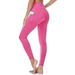 Gayhay Leggings with Pockets for Women - High Waisted Tummy Control Soft Compression Yoga Pants for Workout Running Gym Pink