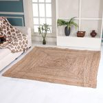 Second Nature Online - DHAKA Jute Area Rug | 100% Natural Fiber | Hand Woven | Ethical Trade | Eco-Friendly (Square - 150 x 150 cm)