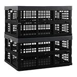 Pekky 34 Quart Plastic Milk Crates Stackable, Collapsible Storage Crate, 2 Packs