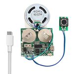 Recordable Sound Module, Icstation 8M USB Programmable Sound Chip with Speaker, Push Button Activated Charging Sound Board for DIY Music Card Birthday Halloween Greeting Card