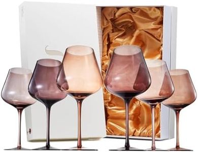 Venus Wine Glass Set, 20oz Glasses Set of 6 For All Occasions, Special Celebrations Gift For Him, Her, Wife, Friend Drinkware Unique Style Tall Stemmed for White & Red Wine Elegant Glassware (Brown)