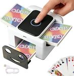 M5 Automatic Card Shuffler Rechargeable 1-2 Deck for UNO Poker Blackjack Skip-Bo etc Card, Low Noise Fast Shuffle, One-Press Auto Electric Shuffling Machine, 2000 mAh USB Charge Card Shuffler (White)