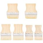 PH PandaHall 3 Size Wide Hair Hake Brush, 6pcs Wood Handle Soft Brush Sheep Hair Bristles Flat Artist Painting Brushes for Painting, Watercolor, Wash, Ceramic, Pottery Painting, Dust Cleaning