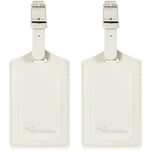 Travelambo Luggage Tags for Suitcases Faux Leather Privacy Protection 2 Pack Bag Tags Travel Accessories Essential, Ivory, Medium