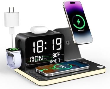 acer 7-in-1 Wireless Charging Station with Adjustable Brightness Night Light, Compatible with iPhone 16/15/14/13/12 All Series, Android Phones, AirPods, and iWatch, Fast Charger with Time Display