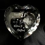 21st Birthday Gifts for Daughter Her, Engraved Heart Crystal Keepsake 21st Birthday Gifts for Women Diamond Shaped Paperweights Ornaments 21st Birthday Presents for Her