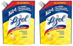 Lizol 1800 ml - Citrus, Disinfectant Surface & Floor Cleaner Liquid Refill Pack | Suitable for All Floor Cleaner Mops | Kills 99.9% Germs| India's #1 Floor Cleaner (Pack of 2)