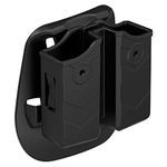 Double Magazine Holster, Universal 9mm .40 Mag. Pouch Dual Stack Mag Holder with Adjustable Paddle Fit Glock Sig sauer S&W Beretta Browning Taurus H&K Most Pistol Mags